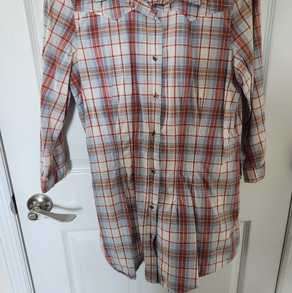 Plaid Button up Tunic sz XL Dolled Up by FANG - Picture 2 of 9
